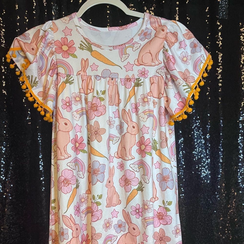 Amazon Pink Bunny and Floral Kids Nightgown